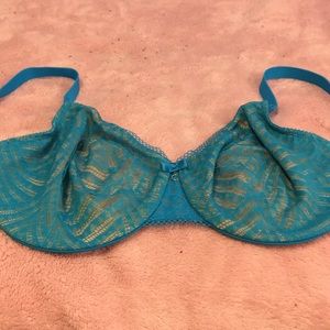 Chantelle Unlined Blue Lace Bra